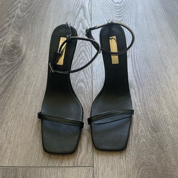 billini bexley black thin strap crystal diamante ankle strap high heels size 7 - Picture 7 of 9